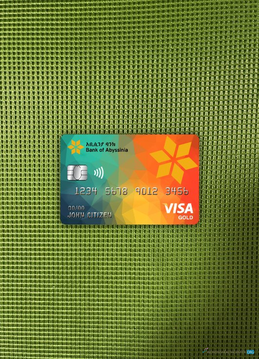 Download Ethiopia Bank of Abyssinia bank visa gold card photolook front Photoshop template